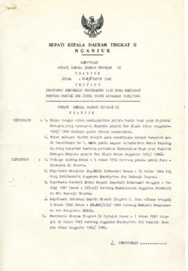 NOMOR 027 TAHUN 1986 TENTANG KETETAPAN PEMBERIAN HONORARIUM BAGI PARA PENJABAT PETUGAS PROYEK NON...