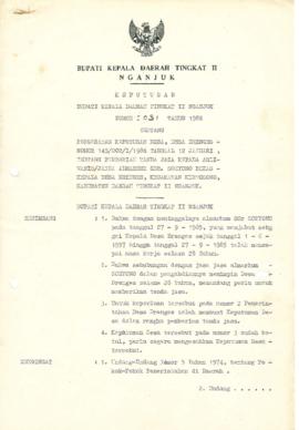 NOMOR 031 TAHUN 1986 TENTANG PENGESAHAN KEPUTUSAN DESA, DESA DRENGES NOMOR 145/002/I/1986 TANGGAL...