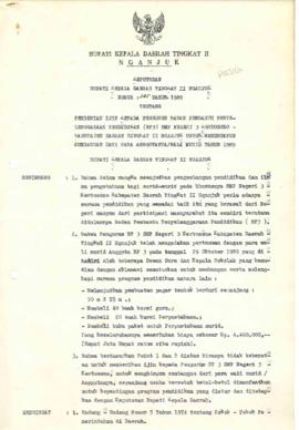 Nomor 325 Tahun 1989 Tentang Pemberian Ijin Kepada Pengurus Badan Pembantu Penyelenggaraan Pendid...
