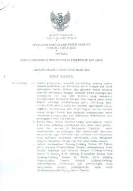 PERDA NOMOR 5 TAHUN 2015 TENTANG PENYELENGGARAAN PERLINDUNGAN PEREMPUAN DAN ANAK