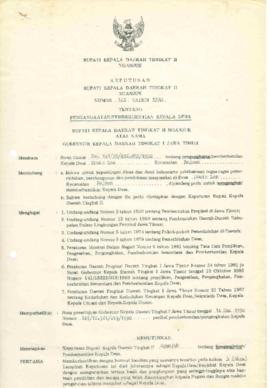Nomor 143 Tahun 1990 Tentang Pengangkatan/Pemberhentian Kepala Desa Musir Lor Kecamatan Rejoso