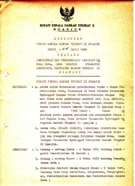 Nomor 218 Tahun 1989 Tentang Penunjukan Dan Pengangkatan Penjabat Kepala Desa, Desa Dadapan Kecam...