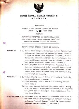 Nomor 132 Tahun 1989 Tentang Penunjukan Pemimpin dan Bendaharawan Proyek Penghijauan Tahun Anggar...