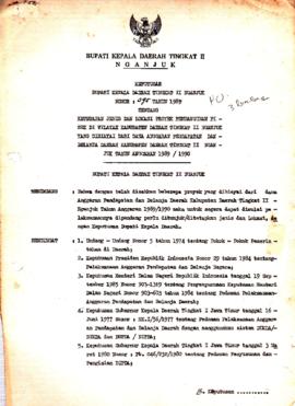 Nomor 095 Tahun 1989 Tentang Ketetapan  Jenis dan Lokasi Proyek Pembangunan Pisik Di Wilayah Kabu...