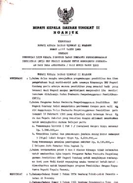 Nomor 233 Tahun 1989 Tentang Pemberian Ijin Kepada Pengurus Badan Pembantu Penyelenggaraan Pendid...