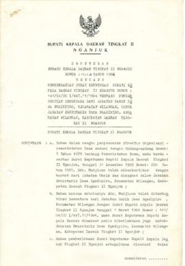 NOMOR 002A TAHUN 1986 TENTANG PEMBERLAKUAN SURAT KEPUTUSAN BUPATI KEPALA DAERAH TINGKAT II NGANJU...