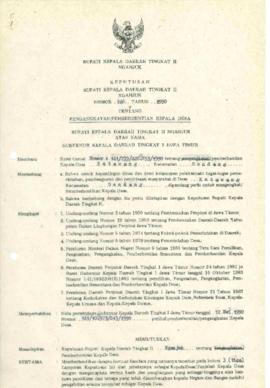 Nomor 146 Tahun 1990 Tentang Pengangkatan/Pemberhentian Kepala Desa Ketawang Kecamatan Gondang