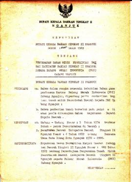 Nomor 205 Tahun 1989 Tentang Penyerahan Tanah Milik Pemerintah Daerah Kabupaten Daerah Tingkat II...