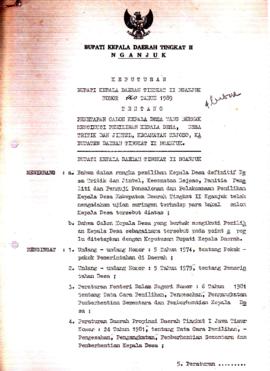 Nomor 060 Tahun 1989 Tentang Penetapan Calon Kepala Desa Yang Berhak Mengikuti Pemilihan Kepala D...