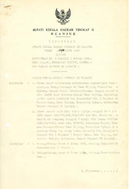 NOMOR 090 TAHUN 1986 TENTANG PENUNJUKAN PJ. (PEJABAT) KEPALA DESA, DESA BAJANG, KECAMATAN NGLUYU,...