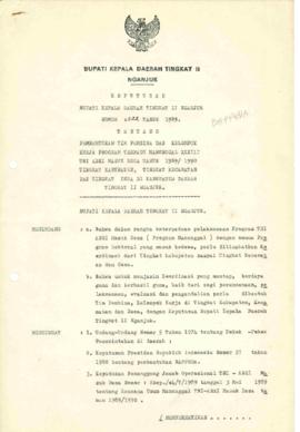 Nomor 322 Tahun 1989 Tentang Pembentukan Tim Pembina Dan Kelompok Kerja Progra Terpadu Manunggal ...