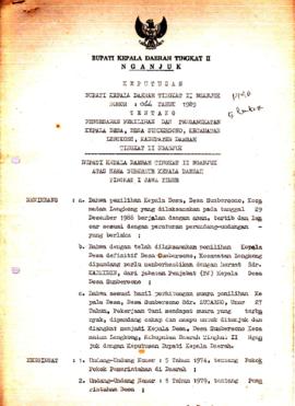 Nomor 066 Tahun 1989 Tentang Pengesahan Pemilihan dan Pengangkatan Kepala Desa, Desa Sumbersono, ...