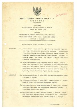 Nomor 153 Tahun 1988 Tentang Penyempurnaan Susunan Personalia Badan Pengawas Perusahaan Daerah An...