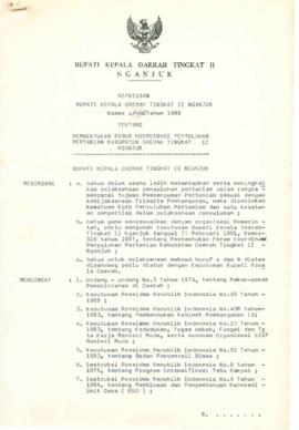 NOMOR 145 TAHUN 1986 TENTANG PEMBENTUKAN FORUM KOORDINASI PENYULUHAN PERTANIAN KABUPATEN DAERAH T...