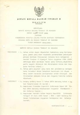 NOMOR 138 TAHUN 1986 TENTANG PENUNJUKAN PANITIA LELANG BANTUAN PENYUSUNAN RENCANA KOTA DI DAERAH ...