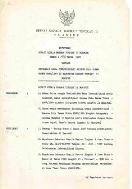 Nomor 146 Tahun 1989 Tentang Kejuaraan Lomba Intensifikasi Khusus Pola Tanam Tahun 1988/1989 Di K...