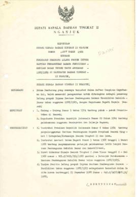 Nomor 253 Tahun 1988 Tentang Penetapan Pemenang Lelang Proyek Inpres Bantuan Pembangunan Sarana P...