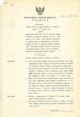 Nomor 165 Tahun 1988 Tentang Perubahan Keputusan Bupati Kepala Daerah Tingkat II Nganjuk Tanggal ...