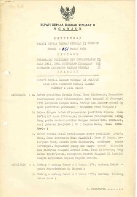 Nomor 161 Taun 1989 Tentang Pengesahan Pemilihan dan Pengangkatan Kepala Desa Desa Sidoharjo, Kec...