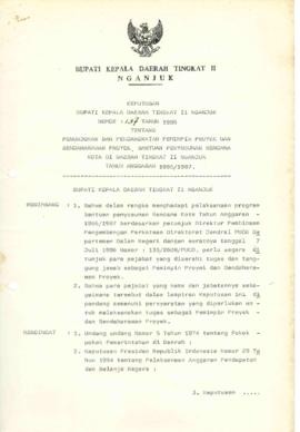 NOMOR 137 TAHUN 1986 TENTANG PENUNJUKAN DAN PENGANGKATAN PEMIMPIN PROYEK DAN BENDAHARAWAN PROYEK,...