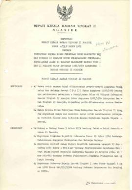 Nomor 033 Tahun 1989 Tentang Penunjukan Kepala Dinas Pekerjaan Umum Kabupaten Daerah Tingkat II N...
