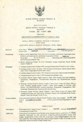 Nomor 151 Tahun 1990 Tentang Pengangkatan/Pemberhentian Kepala Desa Sumberjo Kecamatan Gondang