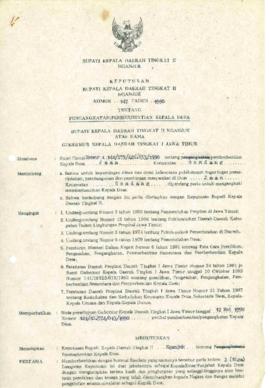 Nomor 147 Tahun 1990 Tentang Pengangkatan/Pemberhentian Kepala Desa Jaan Kecamatan Gondang
