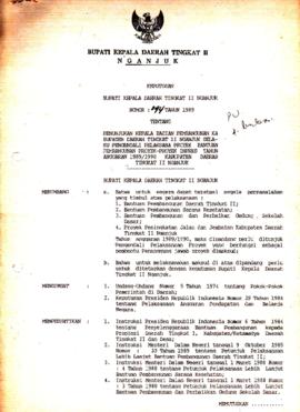 Nomor 094 Tahun 1989 Tentang Penunjukan Kepala Bagian Pembangunan Kabupaten Daerah Tingkat II Nga...