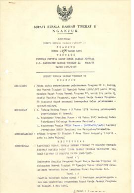 NOMOR 070 TAHUN 1986 TENTANG SUSUNAN PANITIA RAPAT KERJA DAERAH PROGRAM K.B. KABUPATEN DAERAH TIN...