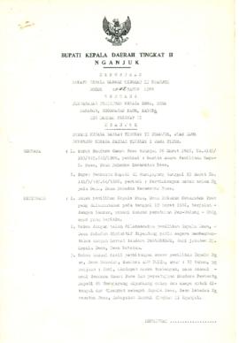 NOMOR 052 TAHUN 1986 TENTANG PENGESAHAN PEMILIHAN KEPALA DESA, DESA BABDAN, KECAMATAN PACE, KABUP...