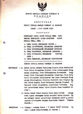 Nomor 042 Tahun 1989 Tentang Penetapan Bakal Calon Kepala Desa Yang Berhak Mengikuti Ujian Saring...