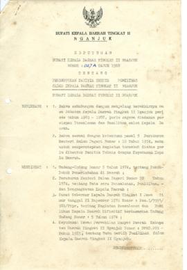 Nomor 027A Tahun 1988 Tentang Pembentukan Panitia Tehnis Pemilihan Calon Kepala Daerah Tingkat II...
