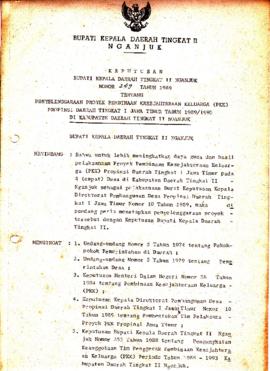 Nomor 249 Tahun 1989 Tentang Penyelenggaraan Proyek Pembinaan Kesejahteraan Keluarga (PKK) Propin...