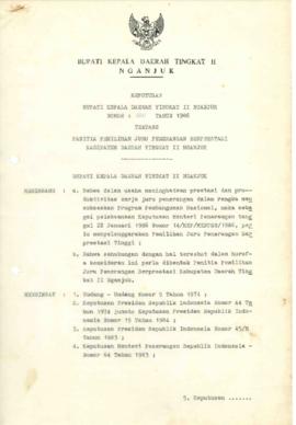 NOMOR 130 TAHUN 1986 TENTANG PANITIA PEMILIHAN JURU PENERANGAN BERPRESTASI KABUPATEN DAERAH TINGK...