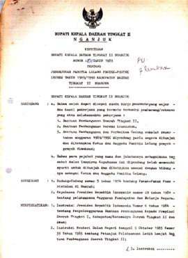 Nomor 101 Tahun 1989 Tentang Penunjukan Panitia Lelang Proyek-Proyek Inpres Tahun 1989/1990 Kabup...
