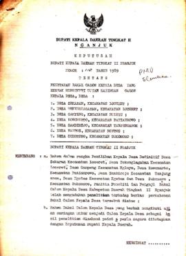 Nomor 110 Tahun 1989 Tentang Penetapan Bakal Calon Kepala Desa Yang Berhak Mengikuti Ujian Saring...