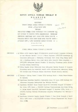 Nomor 034 Tahun 1989 Tentang Penunjukan Kepala Dinas Pekerjaan Umum Kabupaten Daerah Tingkat II N...