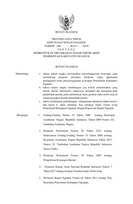 KEPUTUSAN BUPATI NGANJUK NOMOR 188/190/ K/411.012/2018 TENTANG PEMBENTUKAN GERAKAN SADAR TERTIB A...