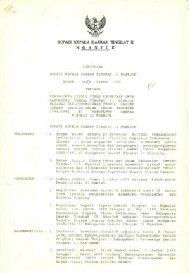 Nomor 089 Tahun 1990 Tentang Penunjukan Kepala Dinas Pekerjaan Umum Kabupaten Daerah Tingkat II N...
