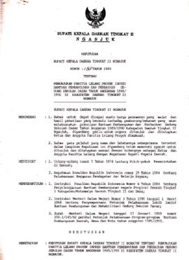 Nomor 185 Tahun 1989 Tentang Penunjukan Panitia Lelang Proyek Inpres Bantuan Pembangunan dan Perb...