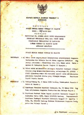 Nomor 144 Tahun 1989 Tentang Penunjukan CV. Sumber Abadi Untuk Melaksanakan Pekerjaan Percetakan ...