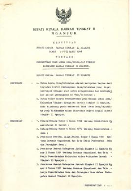 NOMOR 039 TAHUN 1986 TENTANG PEMBENTUKAN TEAM LOMBA DESA/KELURAHAN TINGKAT KABUPATEN DAERAH TINGK...