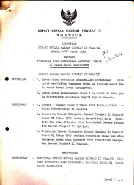Nomor 085 Tahun 1989 Tentang Pemberian Ijin Mendirikan Bangunan Bedak Di Pasar Hewan Warujayeng