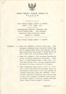 NOMOR 225 TAHUN 1986 TENTANG PEMBERHENTIAN SEMENTARA (SKORSING) DARI JABATAN KEPALA DESA, DESA GU...