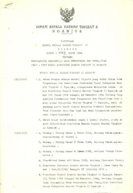NOMOR 059 TAHUN 1986 TENTANG PENGGANTIAN PERSONALIA TEAM PENGAWASAN DAN PENELITIAN OBAT-OBAT KERA...