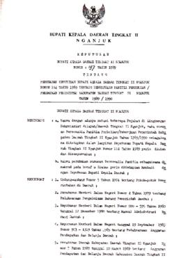 Nomor 197 Tahun 1989 Tentang Perubahan Keputusan Bupati Kepala Daerah Tingkat II Nganjuk Nomor 11...