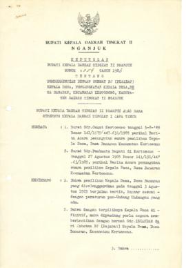 NOMOR 054 TAHUN 1986 TENTANG PEMBERHENTIAN DAERAH HORMAT PJ (PEJABAT) KEPALA DESA, PENGANGKATAN K...
