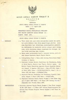 NOMOR 114 TAHUN 1986 TENTANG PEMBENTUKAN PANITIA PENYELENGGARA PEMILIHAN GURU TELADAN KABUPATEN D...