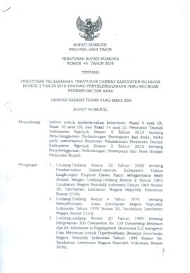 PERBUP NO 48 Th 2016 TENTANG PERATURAN PELAKSANAAN PERATURAN DAERAH KABUPATEN NGANJUK NOMOR 5 TAH...