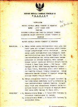 Nomor 087 Tahun 1989 Tentang Susunan Keanggotaan Panitia Irigasi Tingkat Kecamatan Dalam Kabupate...